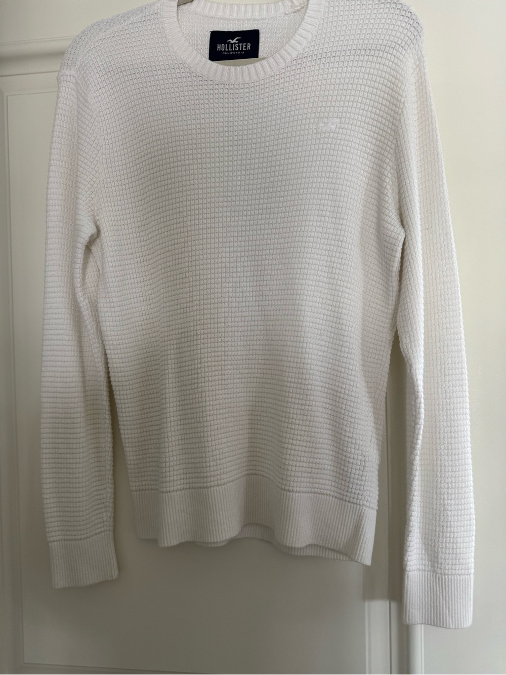 Hollister Cream Textured Waffle Crewneck Sweater